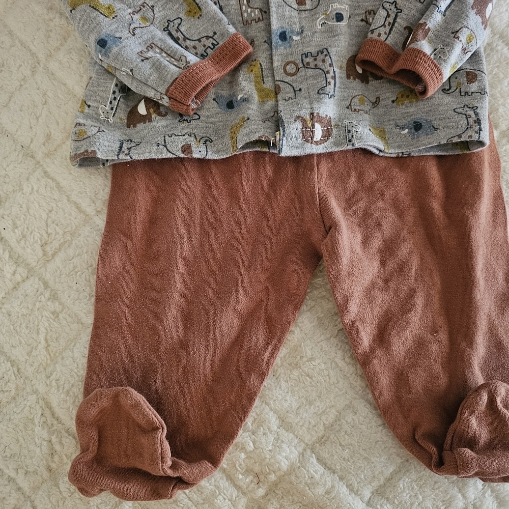 Little Me Kids Animal Print Matching Set - Gray and Brown - Picture 3 of 5